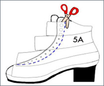 Option 5A: lace holes with dashed line